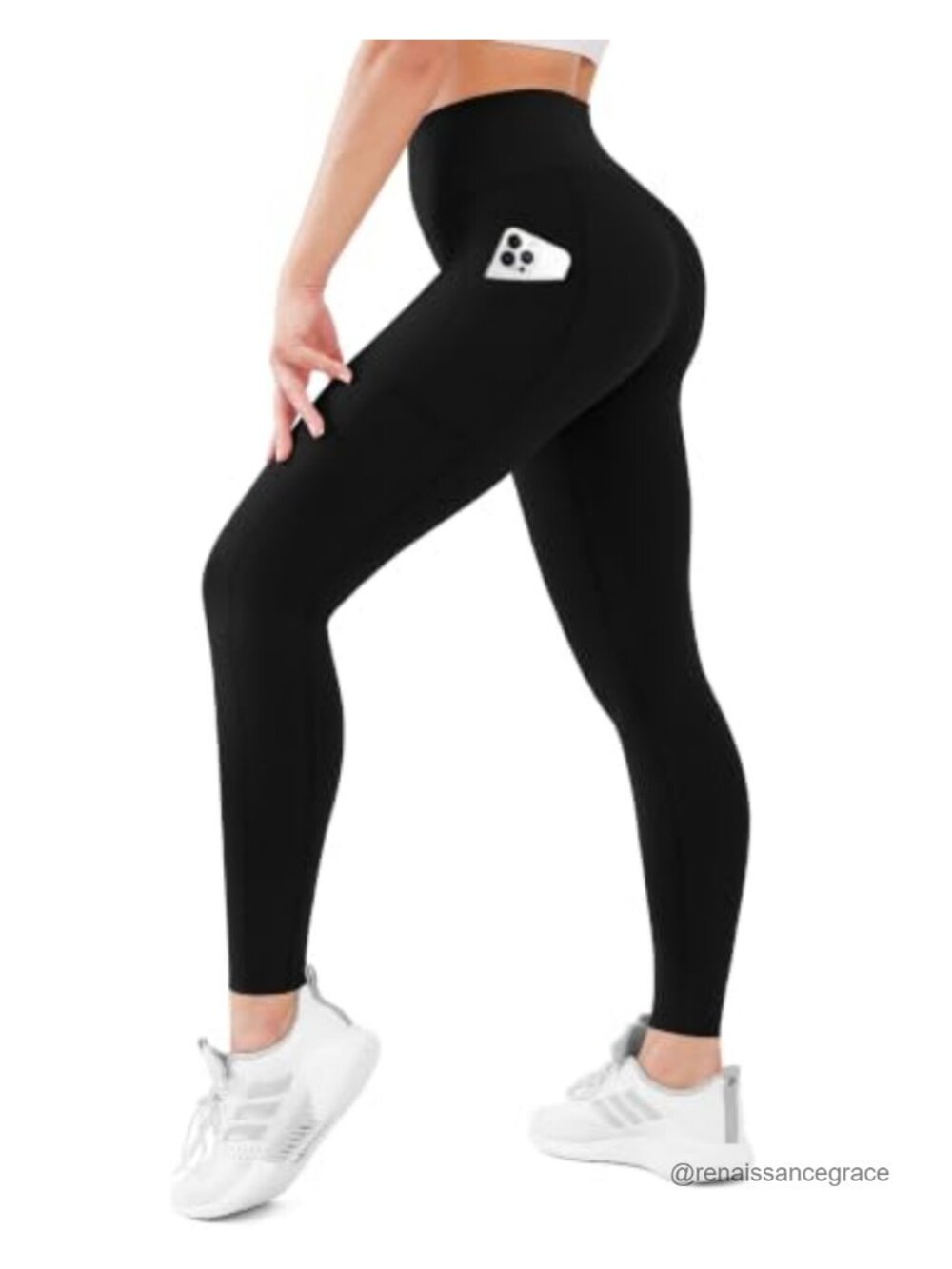 High Waisted Pocket Leggings Women Tummy Control Yoga Pants 92% Polyester 8%